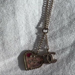 Chanel gold-tone heart charm necklace